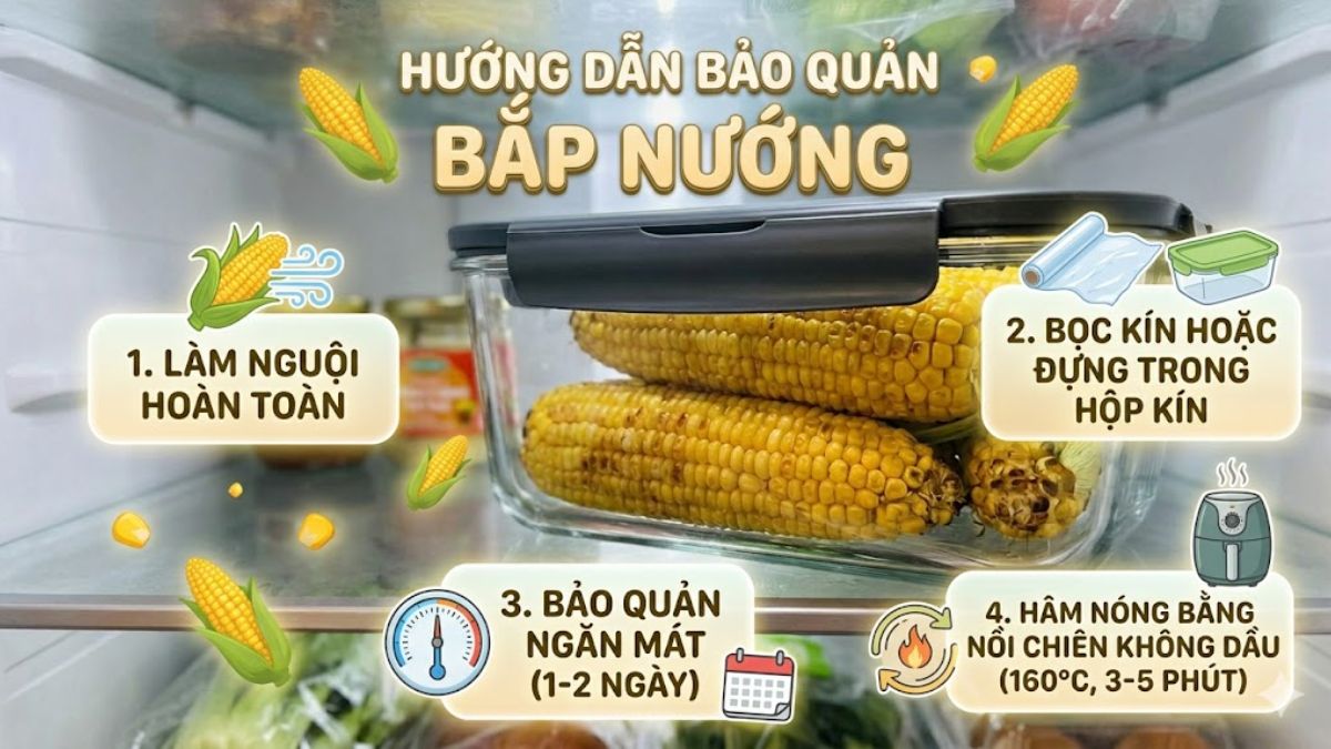 Cách bảo quản bắp nướng sau khi chế biến