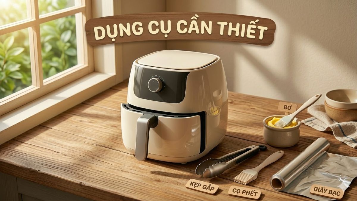 Dụng cụ cần thiết cho món bắp nướng bằng nồi chiên không dầu