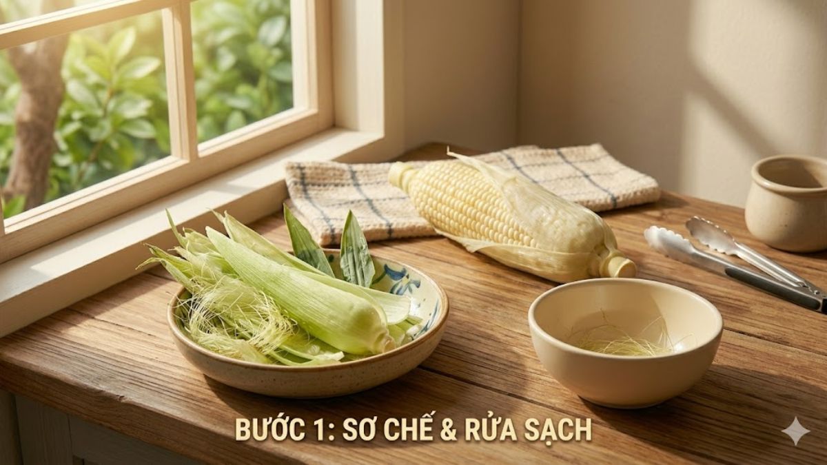 Hướng dẫn cách nướng bắp bằng nồi chiên không dầu đơn giản bước 1