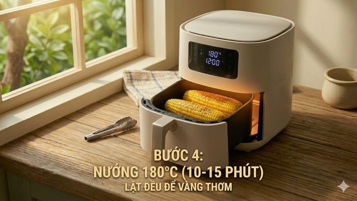 Hướng dẫn cách nướng bắp bằng nồi chiên không dầu đơn giản bước 4