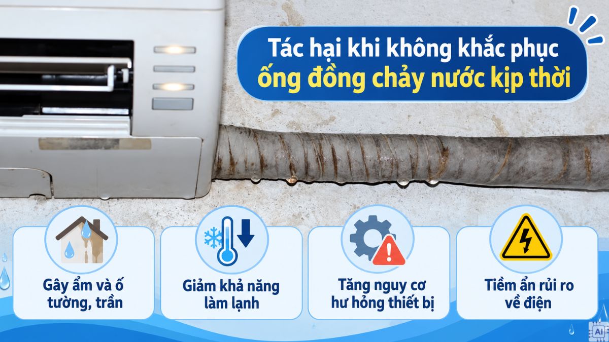 Tác hại khi không khắc phục ống đồng chảy nước kịp thời