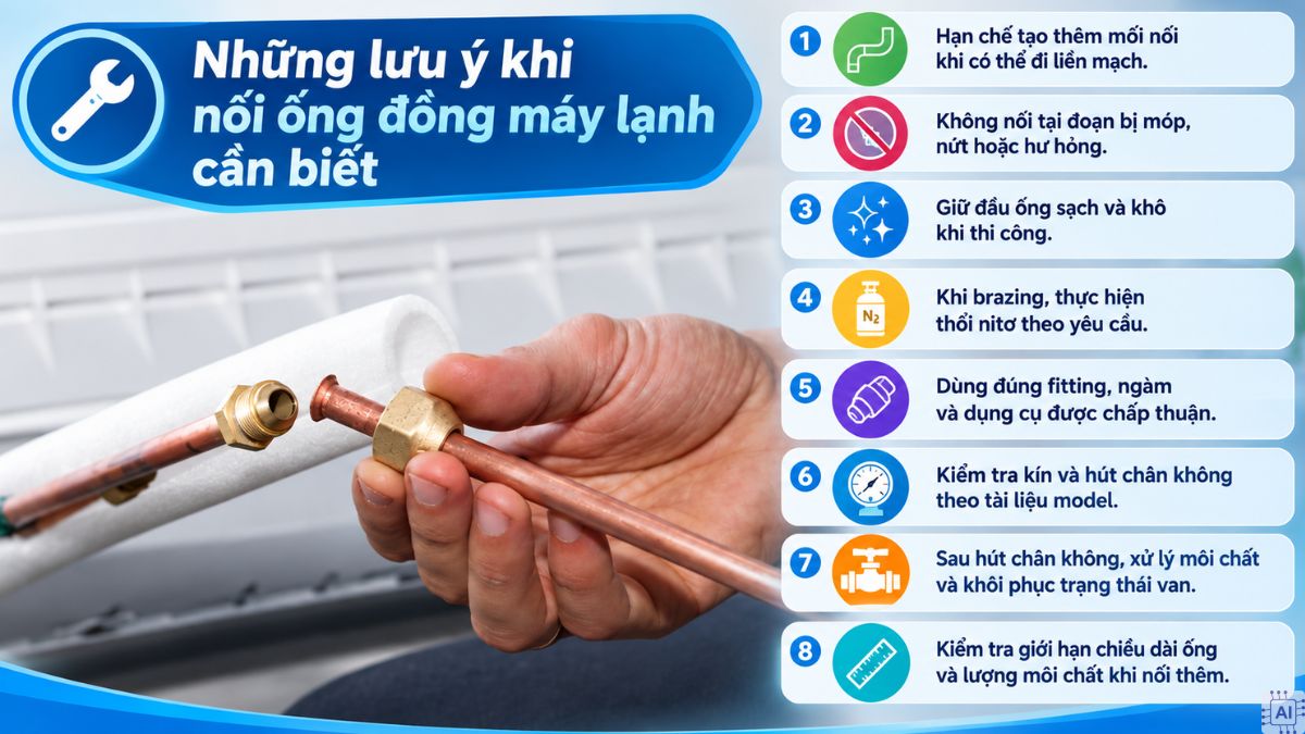 Những lưu ý khi nối ống đồng máy lạnh cần biết