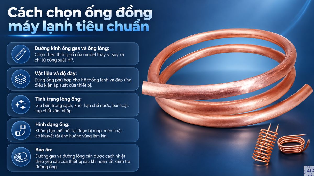 Cách chọn ống đồng máy lạnh tiêu chuẩn