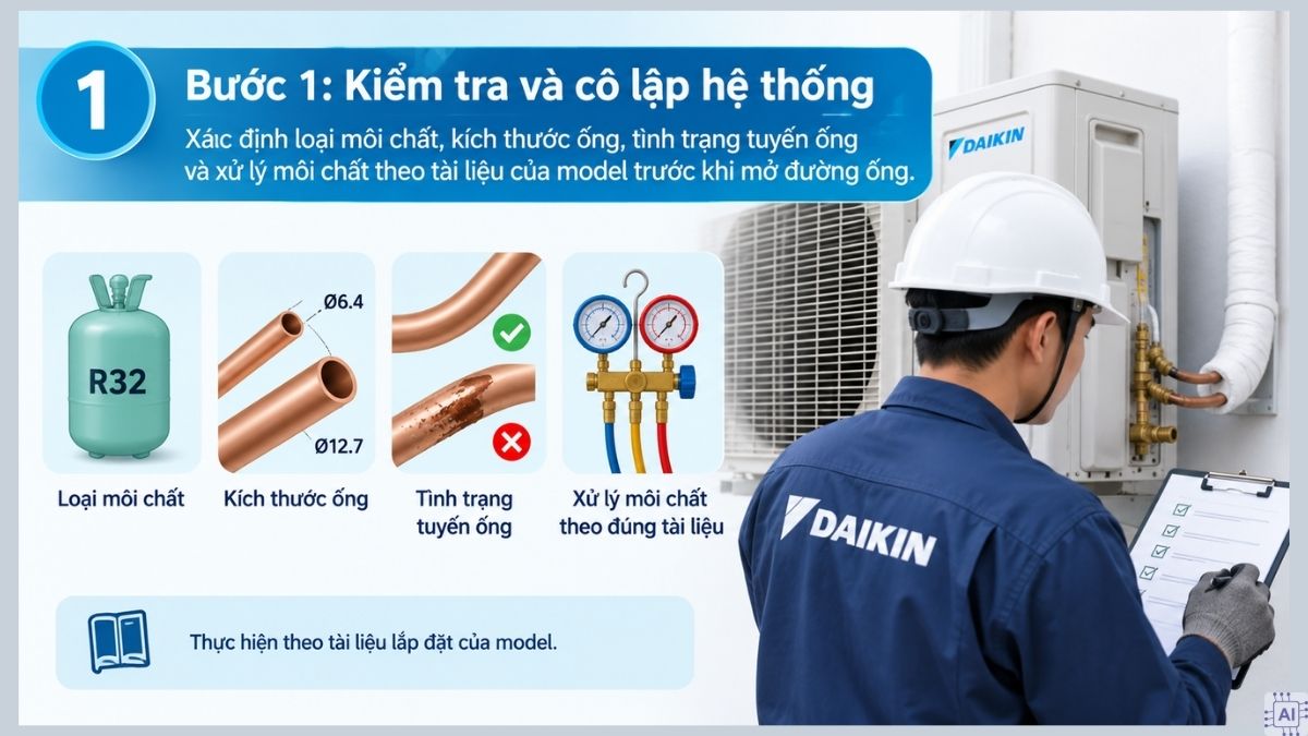 Nối ống đồng theo phương pháp hàn nhiệt truyền thống bước 1