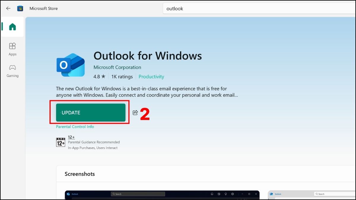 Cập nhật phiên bản mới nhất của Outlook bước 2