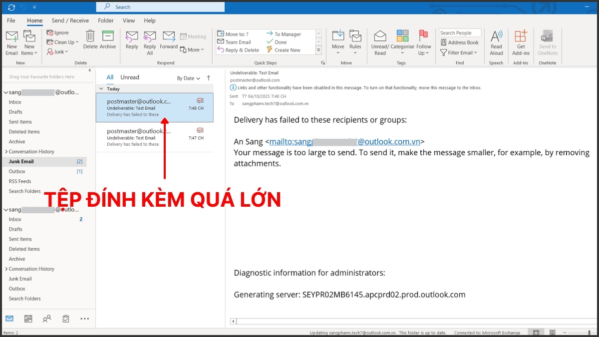 Kiểm tra thư mục hộp thư đi của Outlook