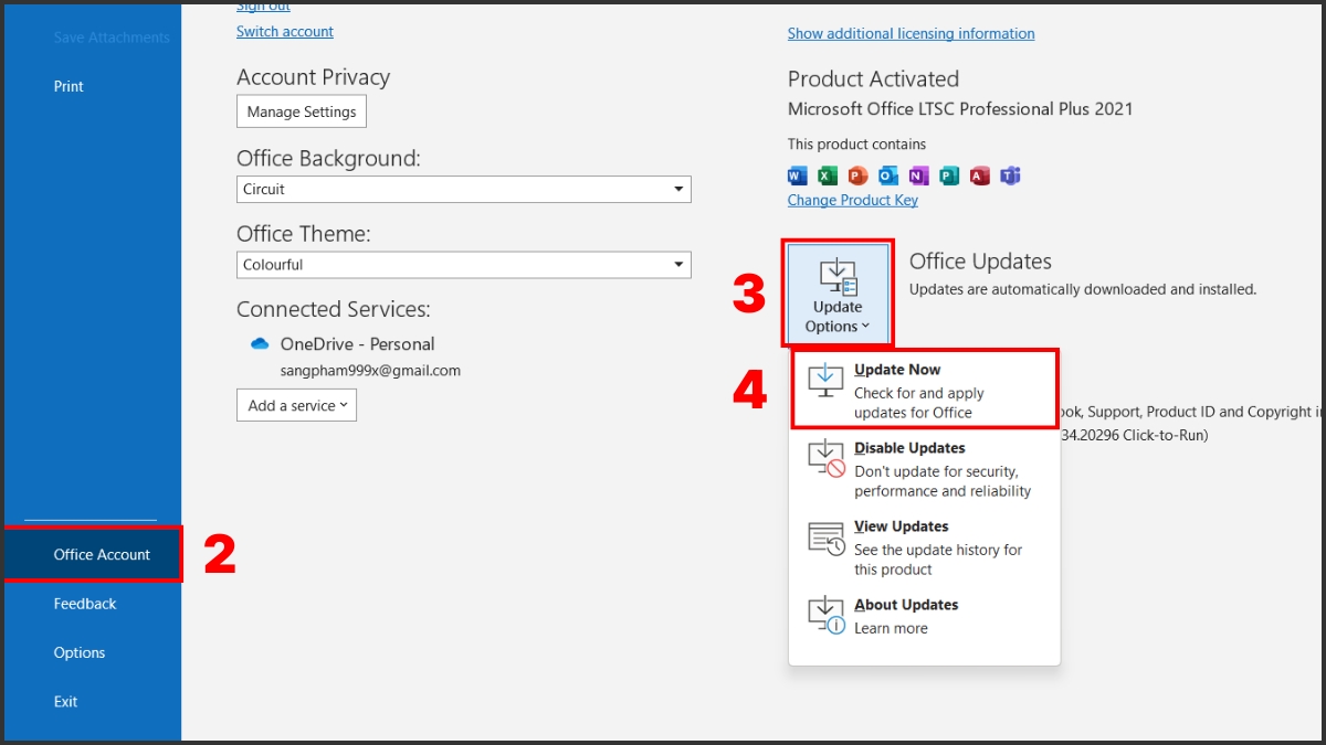 Cách cập nhật Outlook để hạn chế lỗi Outlook không gửi được mail 2