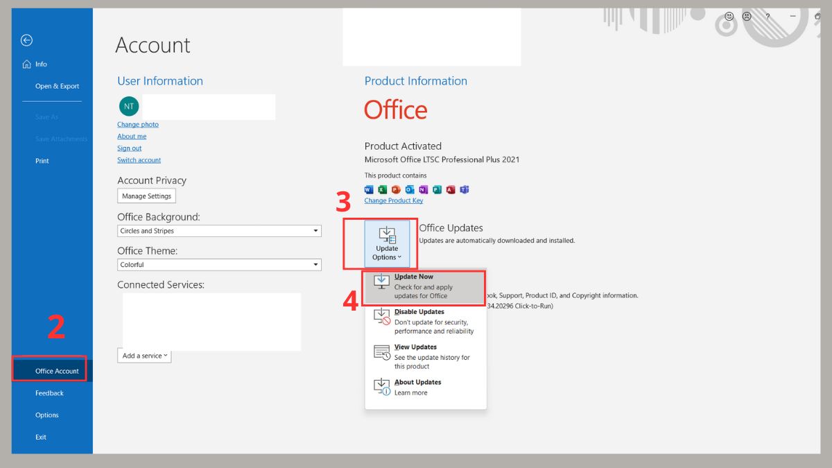 Cập nhật Outlook phiên bản mới nhất bước 2