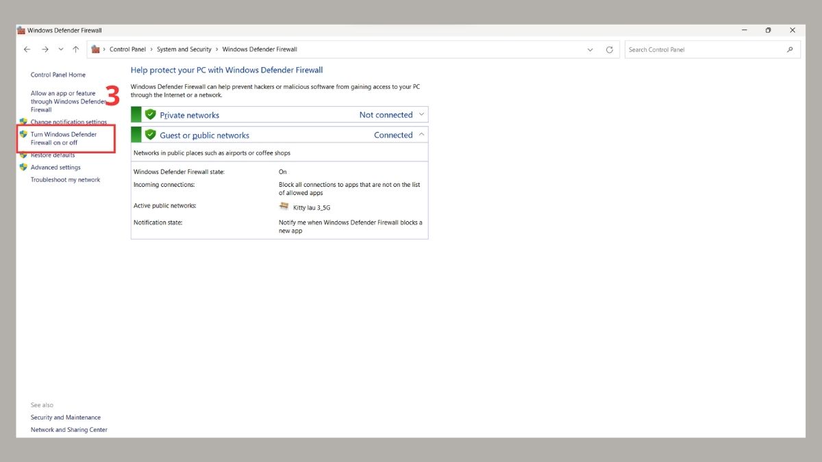 Tạm vô hiệu hóa các phần mềm diệt virus hoặc tường lửa bước 3