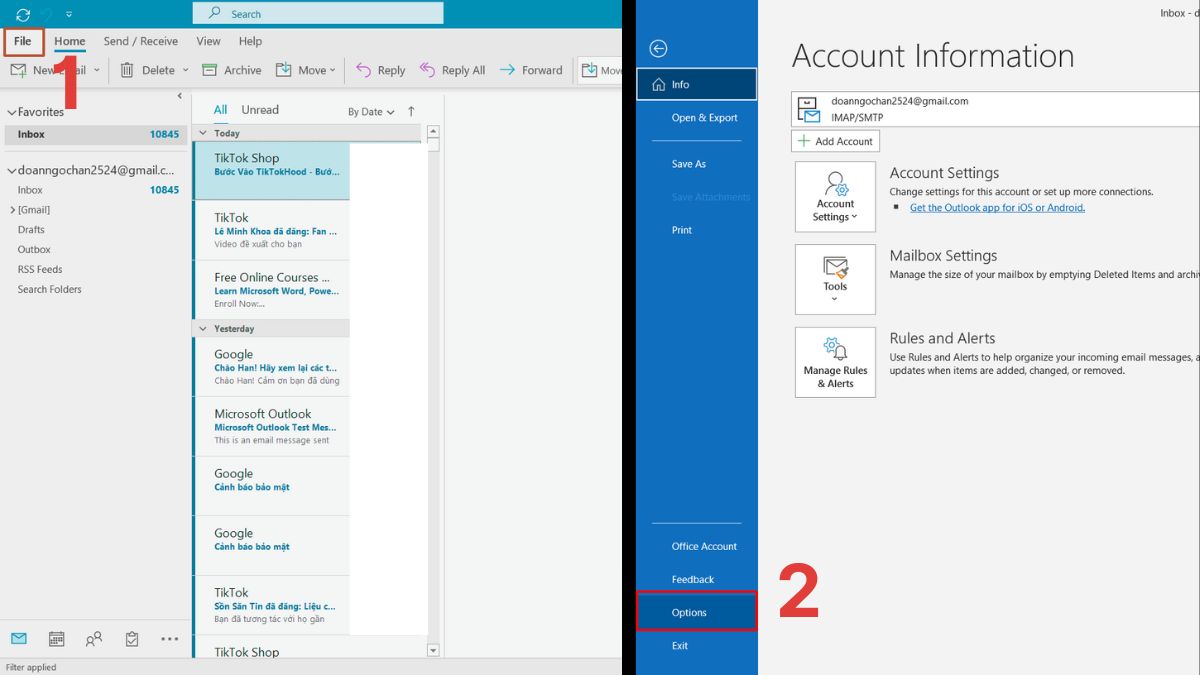Cách sửa lỗi lập chỉ mục Outlook bước 1