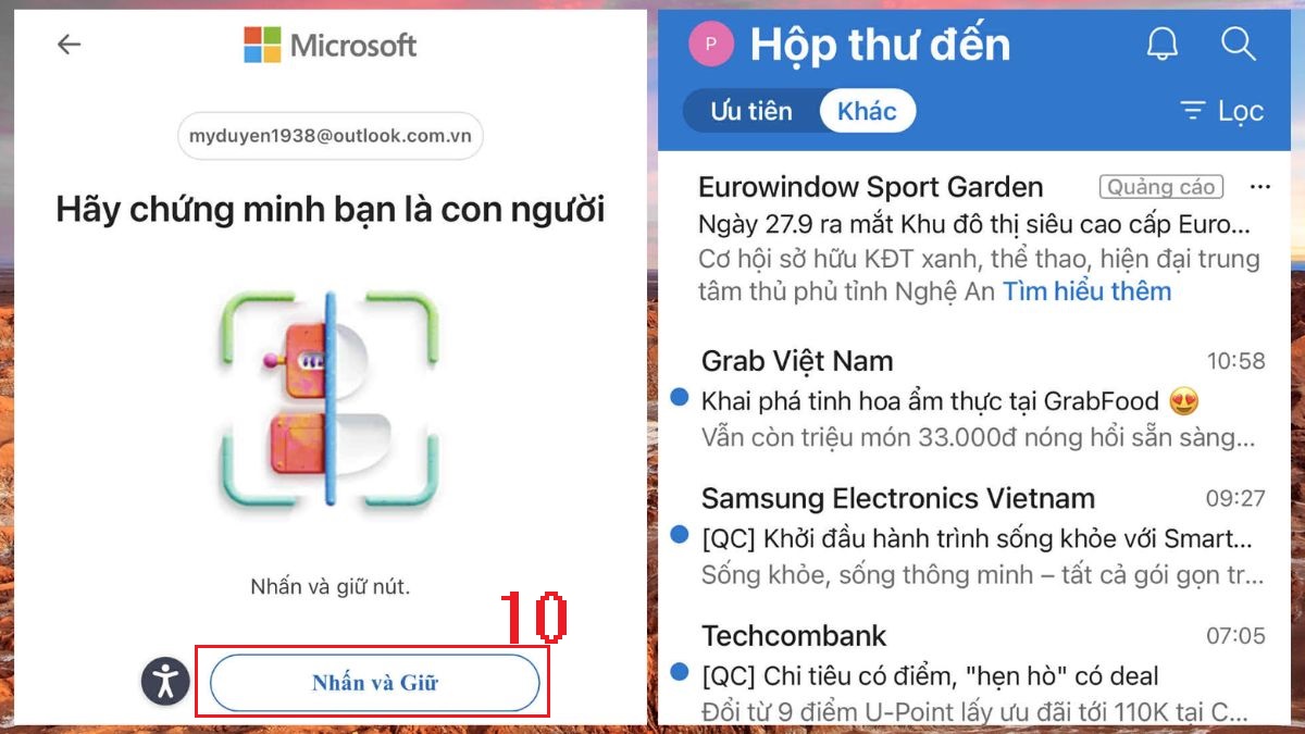 Tạo và đăng nhập tài khoản Outlook trên điện thoại bước 3