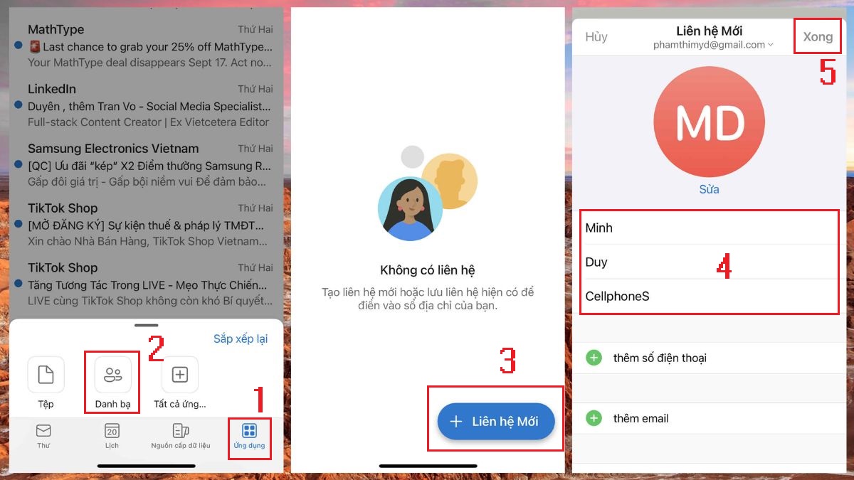 Thao tác quản lý danh bạ trong Outlook