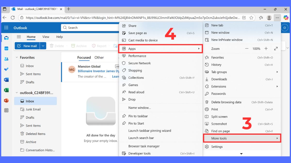 Hướng dẫn cài đặt Outlook PWA đơn giản bước 3