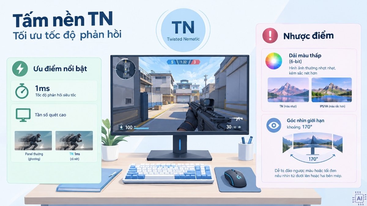Tấm nền TN tối ưu tốc độ phản hồi