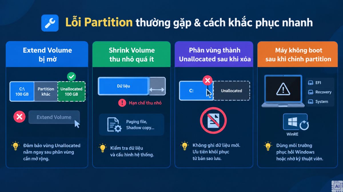 Các lỗi Partition thường gặp và cách khắc phục nhanh