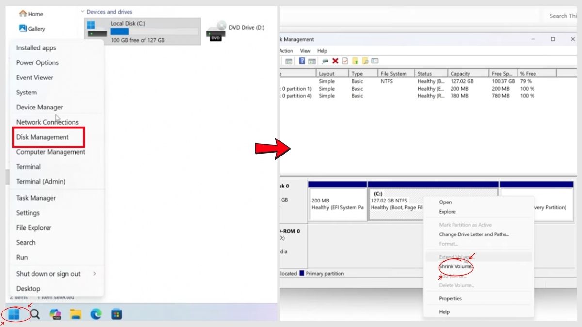 Cách chia Partition bằng công cụ Disk Management bước 1