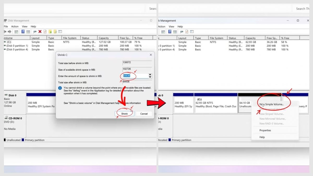 Cách chia Partition bằng công cụ Disk Management bước 2