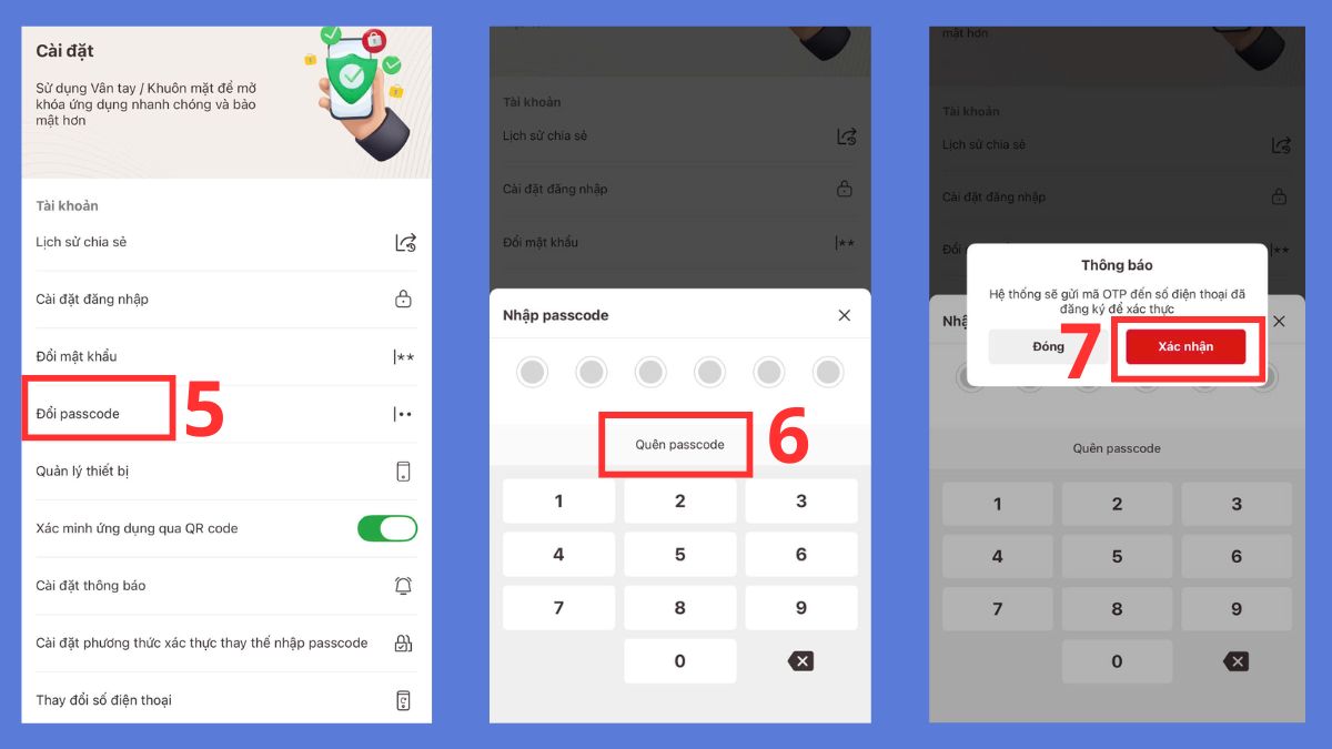 Chọn Đổi passcode