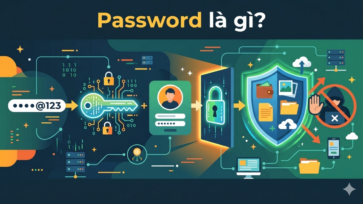 Password là dãy ký tự kỹ thuật số dùng để bảo vệ các tài khoản