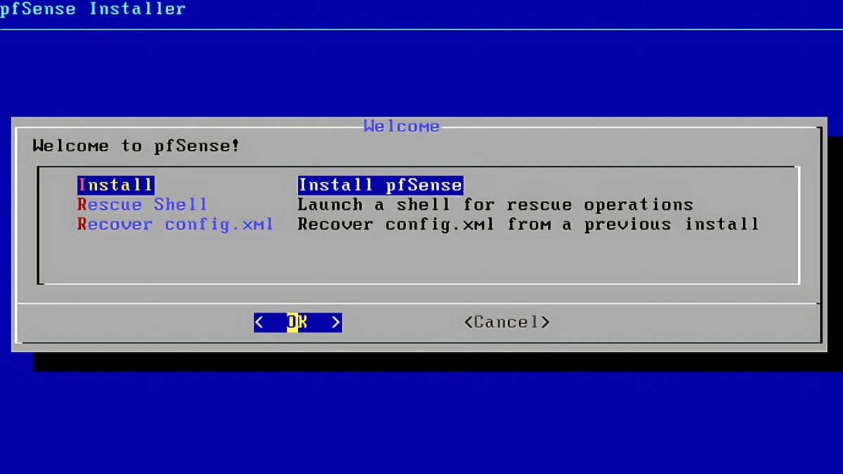 Bắt đầu cài đặt pfSense 2