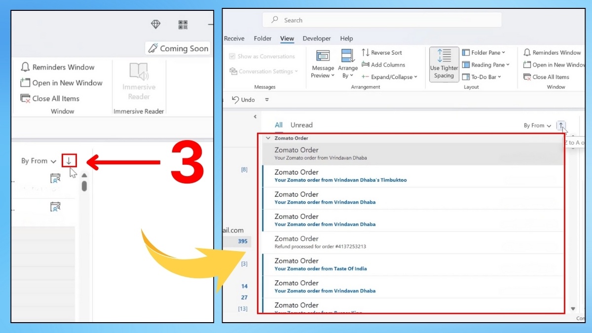 Phân loại email trong Outlook theo tên bước 3