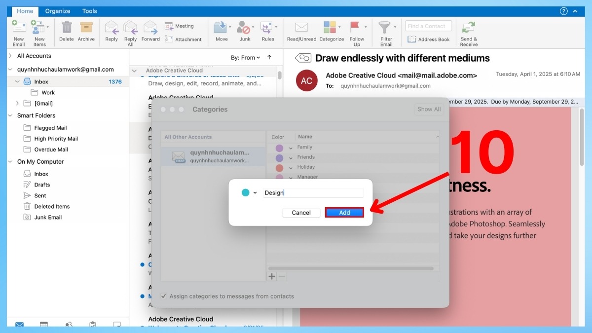 Gắn cờ và màu sắc để phân loại email trong Outlook bước 4