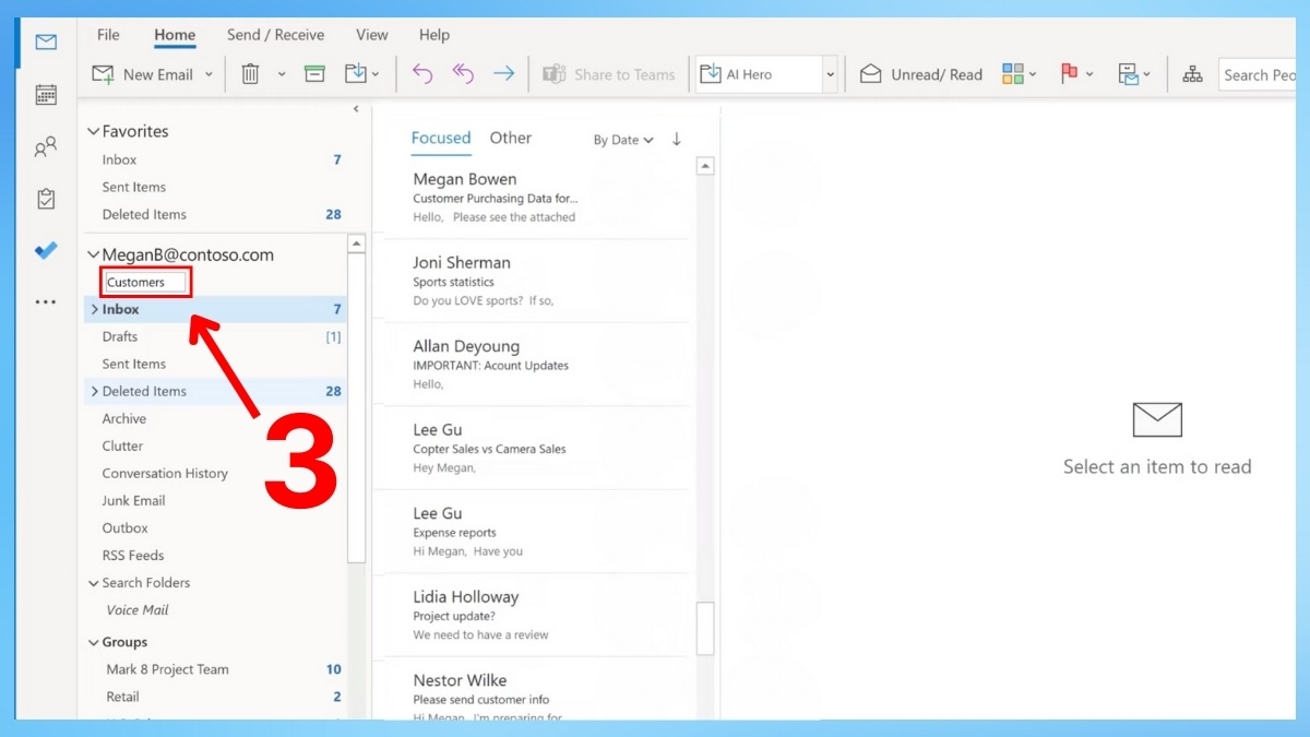 Tạo thư mục để phân loại email trong Outlook bước 2
