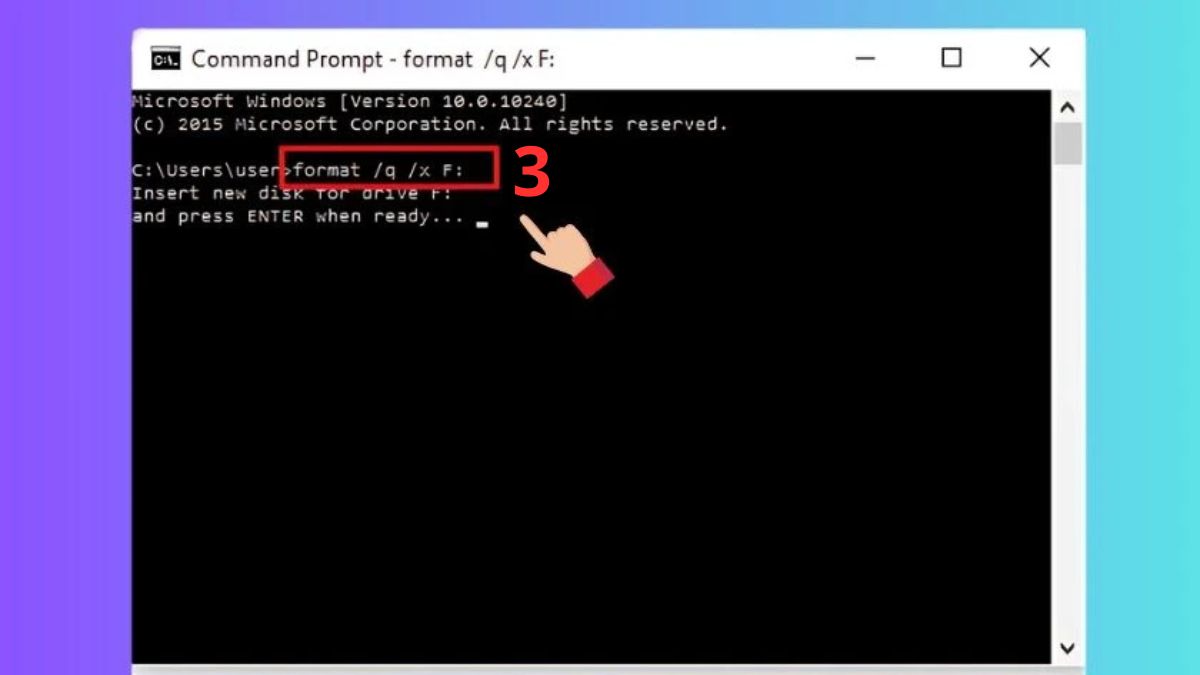 Sử dụng Windows Command Prompt để format USB bước 3