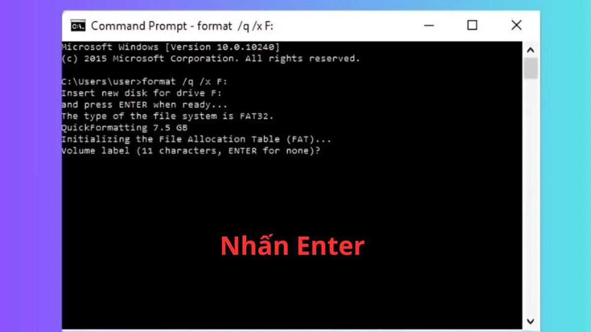 Sử dụng Windows Command Prompt để format USB bước 4