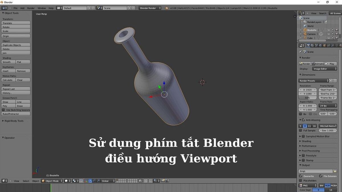 Phím tắt Blender điều hướng Viewport và Object