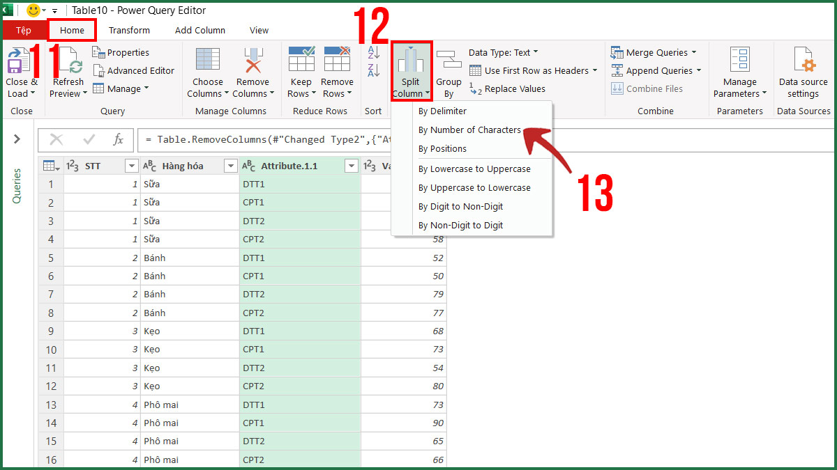 Dùng Power Query trong Excel để sắp xếp lại dữ liệu bước 3