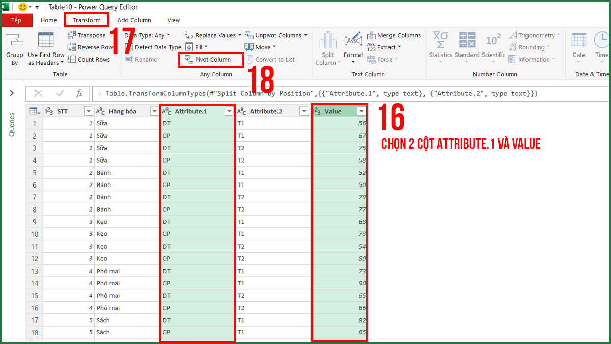 Dùng Power Query trong Excel để sắp xếp lại dữ liệu bước 4