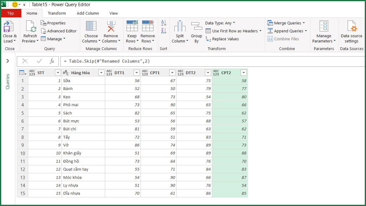 Dùng Power Query trong Excel để giải quyết bảng có ô gộp bước 3 1