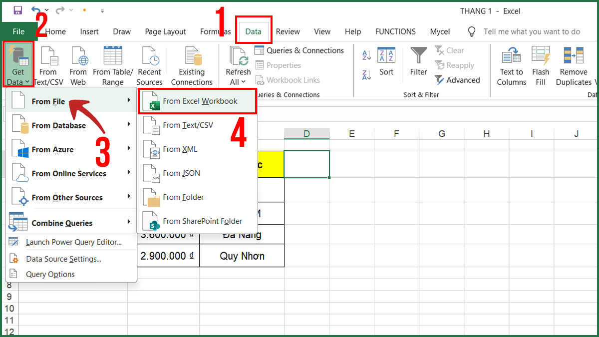 Mở Power Query và nhập dữ liệu