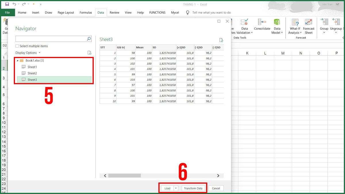 Chọn và tải dữ liệu