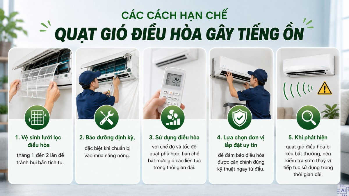 Cách hạn chế tình trạng quạt gió điều hòa kêu to