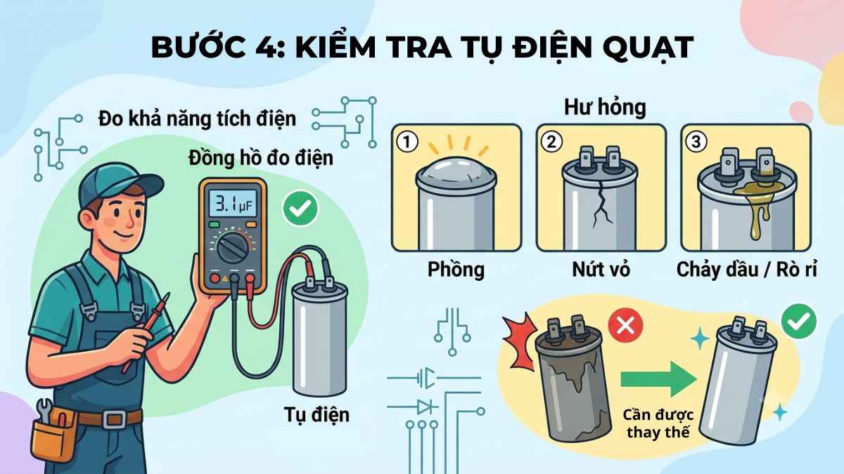 Kiểm tra tụ điện quạt