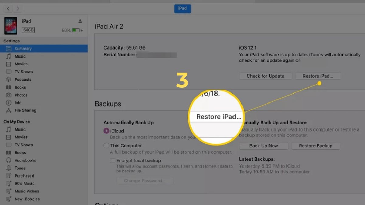 Sử dụng iTunes kết hợp Recovery Mode để mở khóa iPad khi quên pass bước 3