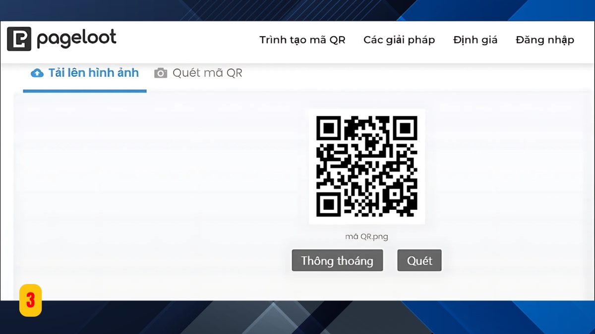 Quét mã QR trên máy tính bằng công cụ trực tuyến bước 3 (Hình minh họa)