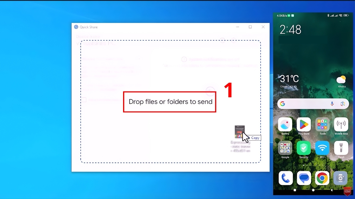 Cách gửi file từ Windows sang điện thoại bước 1