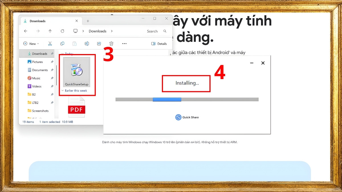 Mở file QuickShareSetup và chờ hệ thống khởi chạy