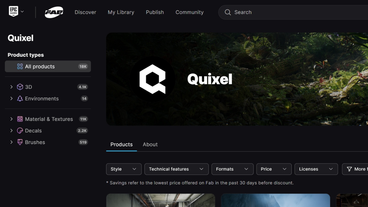 Quixel library là hệ thống thư viện chứa hàng nghìn mô hình chân thực, chất lượng