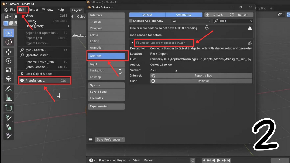 Tìm và kích hoạt Import-export: Megascans plugin.