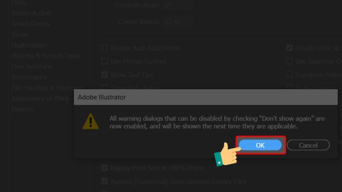 Reset Illustrator về mặc định trong Preferences bước 3 (Hình minh họa)
