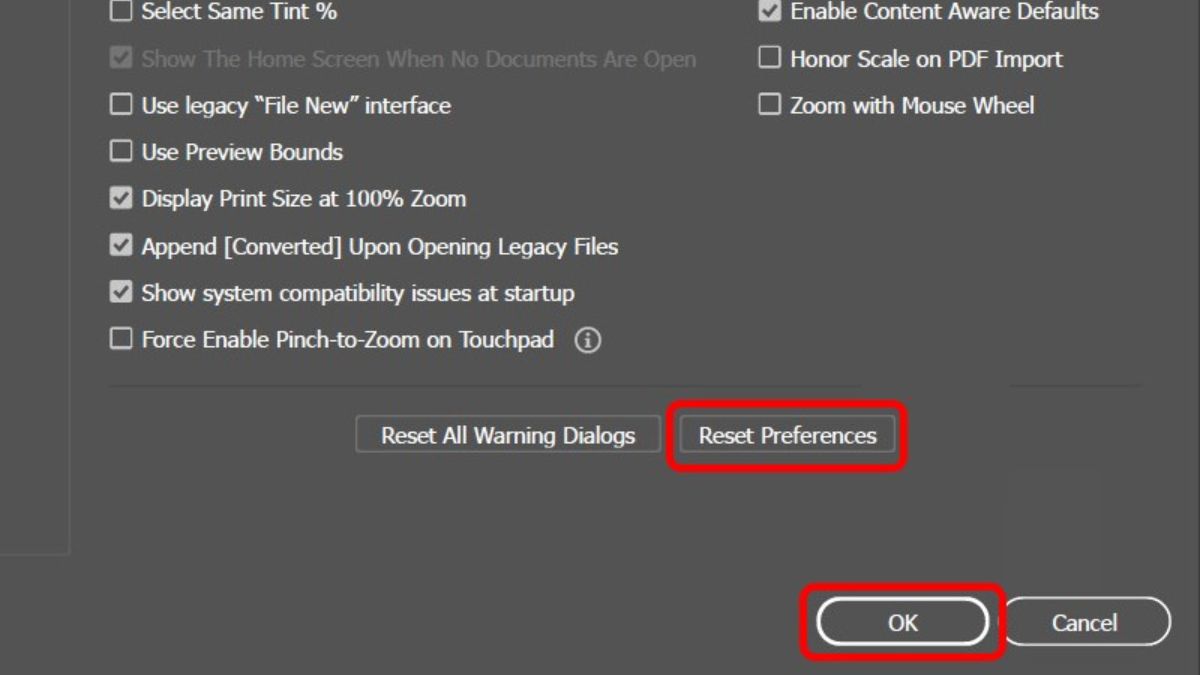 Reset Illustrator về mặc định trong Preferences bước 4 (Hình minh họa)