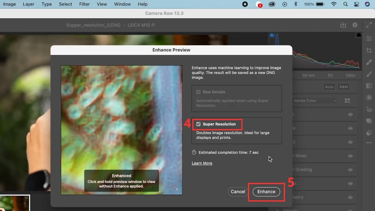 Cách tăng độ phân giải ảnh trên ứng dụng Photoshop bằng Super Resolution bước 3