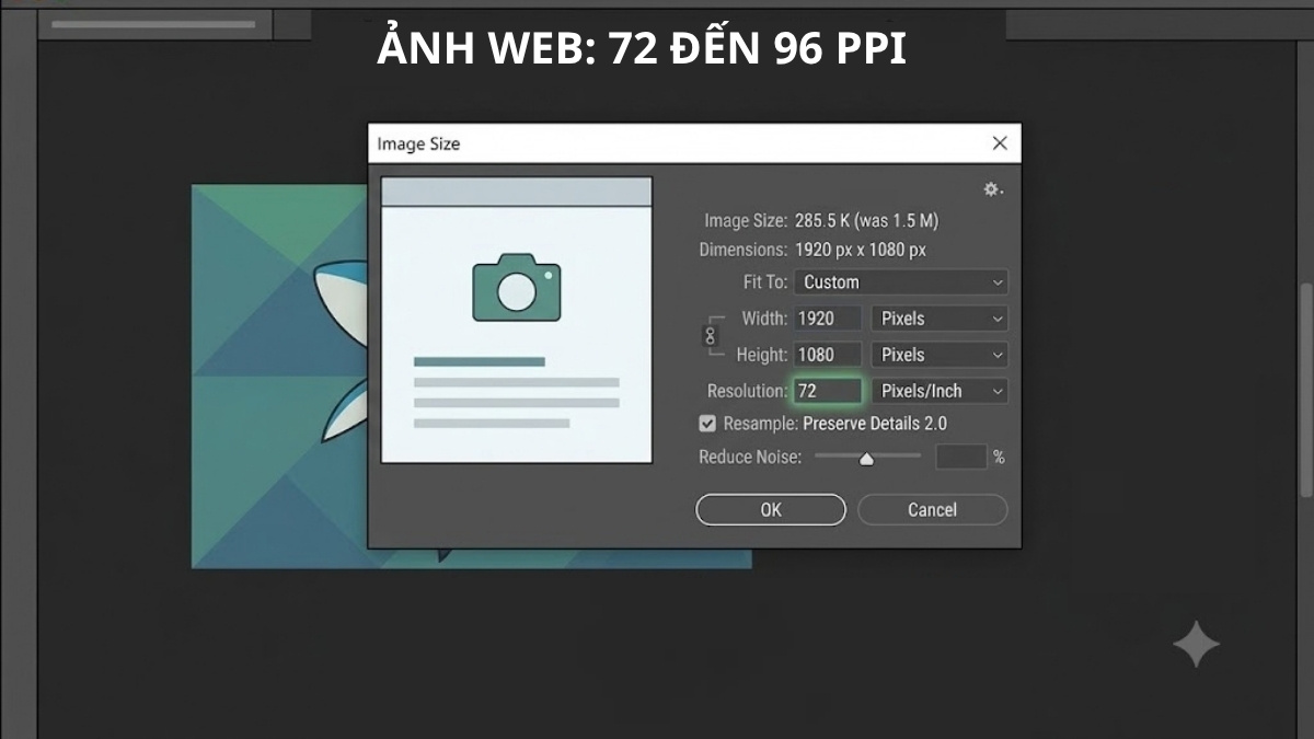 Resolution cho ảnh sử dụng trên Web