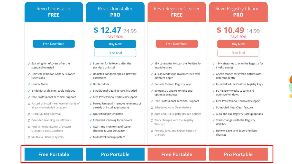 Chọn phiên bản download Revo Uninstaller phù hợp