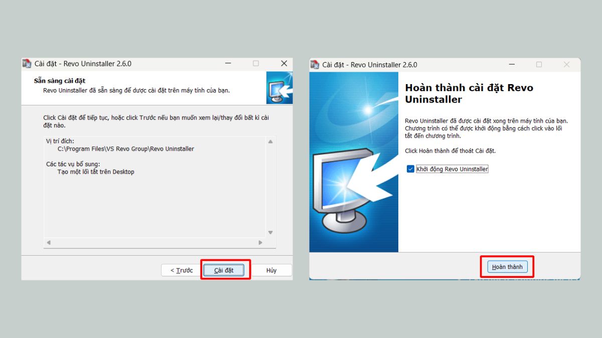 Hoàn thành quá trình thiết lập Revo Uninstaller