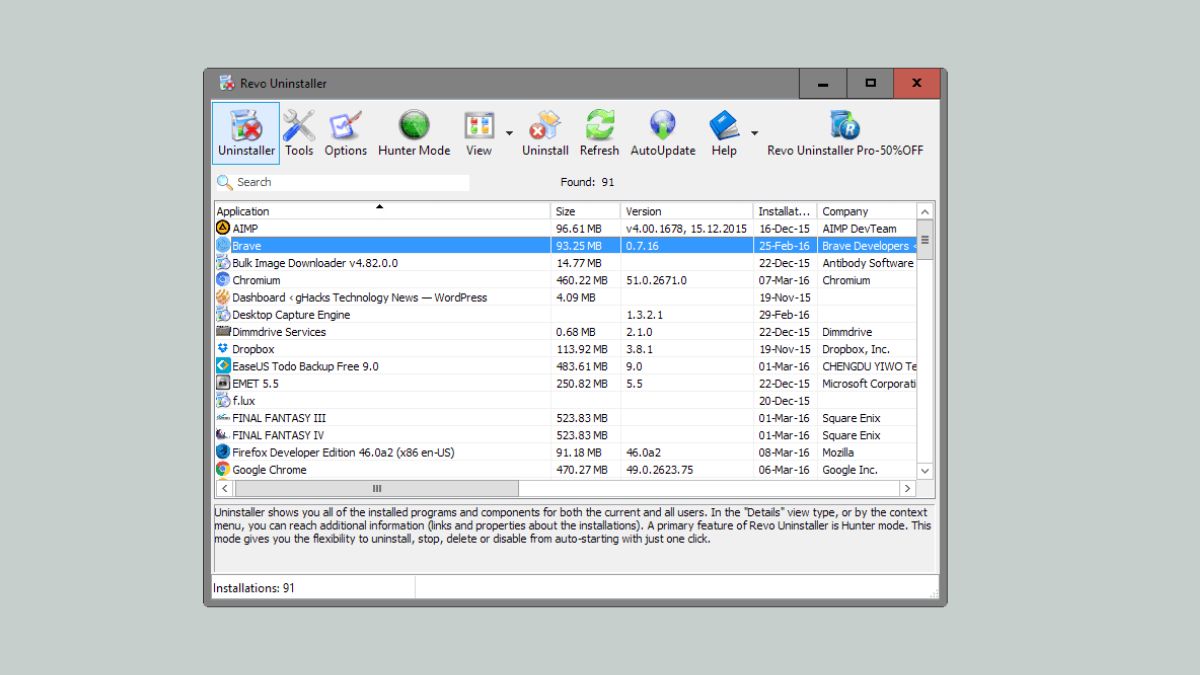 Revo Uninstaller cho phép gỡ hàng loạt ứng dụng nhanh chóng với chế độ Quick Uninstall